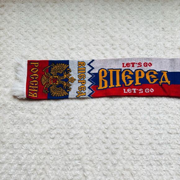 Russia National Team Forward Coat of Arms Football Soccer Fan Red Blue Scarf - Picture 6 of 8